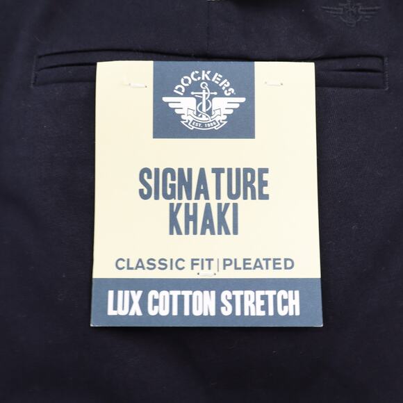 Dockers Men’s Signature Khaki Classic Fit Lux Cotton Stretch Navy Sz 42X30 NEW - Picture 4 of 9